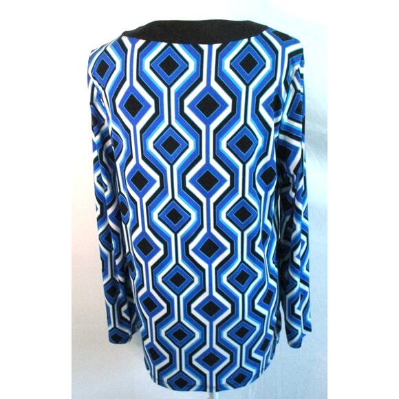 Michael Kors Women's Blue Long Sleeve Stretch Tis Shirt Size Medium - Picture 5 of 9